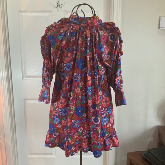 Karlie Ruffle London Floral Cotton Poplin Mini Dress Size Medium - Picture 7 of 12